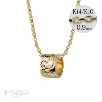 ゴールド ネックレス ハワイアンジュエリー ネックレス チューブ イエローゴールド ネックレス スクロールチューブ Sサイズ 14k カットあずきチェーン太0.9mm ギフトラッピング可能 メンズ レディース プレゼント ハロウィン 【品番：CG-GP127-CH123】
