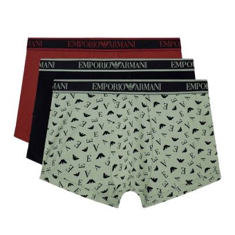 エンポリオアルマーニ：CORE LOGOBAND ボクサーパンツ 3PK (ブリック／リーフ／ブラック)[ボクサーパンツ/ 男性下着/ メンズインナー/人気ブランド/おすすめギフト/誕生日プレゼント/メンズファッション]