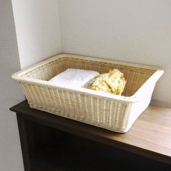 脱衣かご 脱衣カゴ バスケット 抗菌 樹脂製 ポリプロピレン ラタン風 業務用 ホテル 旅館 温泉 脱衣所 脱衣場 洗面所 ランドリー インテリア テイスト 雑貨?