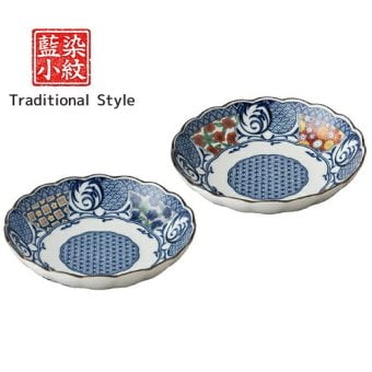 藍染小紋 組盛鉢 和食器 盛鉢 鉢セット サラダボウル 煮物鉢 美濃焼 和モダン 電子レンジ対応 食洗機対応 結婚祝い 新築祝い ギフト〈07581〉 M-mode