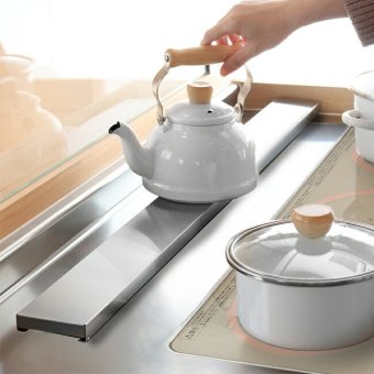 すっきりフィットする排気口カバー ワイド フラット 幅90cm用 ステンレス[IH 排気口カバー ステンレス ワイド 90cm グリルカバー コンロカバー 日本製 油はね ガード 防止 油はね防止 フラットタイプ シルバー]