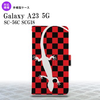 Galaxy A23 GalaxyA23 手帳型スマホケース カバー トカゲ 市松 赤 2022年 10月発売 nk-004s-a23-dr864