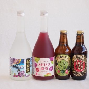 鍛高譚とクラフトビール4本セット(合同酒精鍛高譚の梅酒12度(北海道) 合同酒精しそ焼酎 鍛高譚20度(北海道) 金しゃちビール抹茶ドラフト(愛知県) 金しゃちビール名古屋赤味噌ラガー(愛知県)) 720ml×2本 330ml×2本