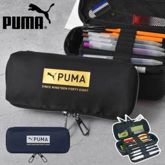 ペンケース PUMA プーマ 筆箱 男の子 男子 小学生 高学年 中学生 キッズ ジュニア 高校生 大容量 シンプル かっこいい ボックスタイプ 箱型 たくさん入る 多機能 ペンポーチ ペンホルダー 黒 ブラック ネイビー 無地 スポーツ ブランド 布 ロゴ おしゃれ 新入学 準備 新学期