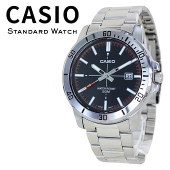 箱なし カシオ 腕時計 メンズ CASIO ブラック シルバー メタル ステンレス 海外モデル 逆輸入 50m防水 日付 カレンダー 大きめ スポーティ シンプル 仕事 誕生日 父の日 就職祝い プレゼント ギフト 成人 卒業 入学