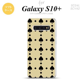 SC-04L SCV42 Galaxy S10+ スマホケース ソフトケース トランプ スペード ベージュ 黒 メンズ レディース nk-s10p-tp539