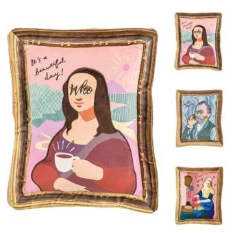アートクッション Mサイズ アート 絵画 クッション モナリザ ゴッホ 牛乳を注ぐ女 刺繍 抱き枕 ギフトかわいい インテリアモナリザ