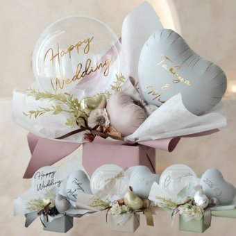 電報 結婚式 祝電 ハートバルーンアレンジ Éclat -エクラ-【電報 結婚式 誕生日 開店祝い バルーン ドライフラワー 祝電 お祝い ギフト ナチュラル おしゃれ 名入れ メッセージ】