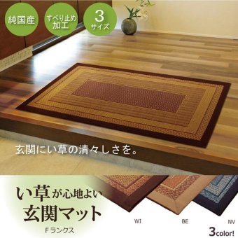ラグ カーペット 純国産 い草玄関マット 『Fランクス』 約60×90cm（裏:ウレタン）