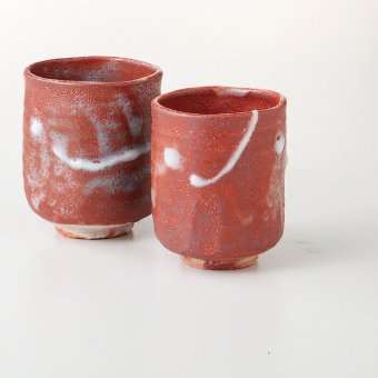 赤志野流線組湯呑 陶器 美濃焼 やきものの里から、暮らしを贈ります。　ギフト 食器 セット テーブルウェア