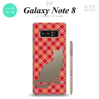 【SC01K】【スマホケース/スマホカバー】【ギャラクシー ノート8】SC01K スマホケース Galaxy Note8 SC-01K カバー ギャラクシー ノート8 猫 チェック赤A nk-sc01k-951【メール便送料無料】
