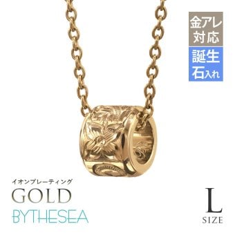 金属アレルギー対応 ネックレス ハワイアンジュエリー 純チタン ゴールドカラー ネックレス 誕生石 バレル Lサイズ チェーン 長さ選べる イオンプレーティング メンズ レディース プレゼント 【品番：CG-TIP403L-Y】