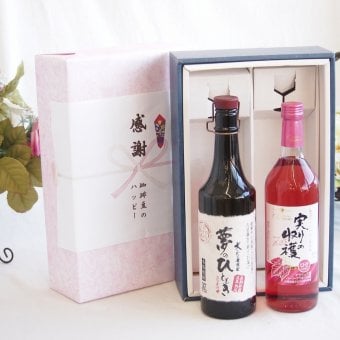 感謝の贈り物ボックス プレミアムな長期熟成麦焼酎と国産ワインセット(実りの収穫 ロゼワイン やや甘口(山梨県)720ml夢のひととき長期貯蔵5年熟成麦焼酎(大分県)720ml