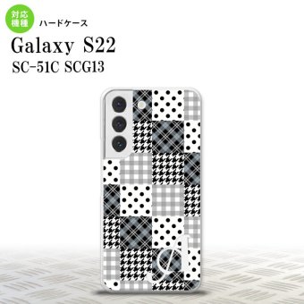 SC-51C SCG13 Galaxy S22 スマホケース 背面ケース ハードケース パッチワーク 黒 +アルファベット メンズ レディース nk-s22-1063i
