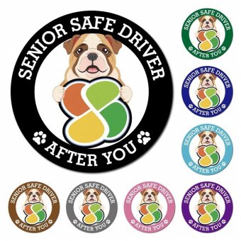 カーサイン 高齢者マーク SENIOR SAFE DRIVER ブルドッグ マグネット 強力 直径13cm 肉球 日本製 車 ステッカー