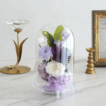 プリザーブドフラワー お供え花 クリアドーム 花あかり｜プリザーブドフラワー お供え花 仏花 クリアドーム 仏壇用 初盆 新盆 四十九日 一回忌 お手入れ簡単 水替え不要 ほこりが入りにくい お悔やみ お彼岸 即日発送 送料無料