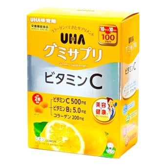 UHA味覚糖 グミサプリ ビタミンC 200粒 レモン味 サプリメント ビタミンB2 コラーゲン まとめ買い 個包装【大容量100日分】賞味期限 2027.04.末迄