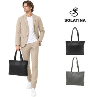 SOLATINA トートバッグ 大容量 肩掛け かばん ビジネスバッグ ビジネス 通勤 普段使い 使いやすい シンプル 牛革 メンズ ギフト プレゼント ブラック sbi-00019