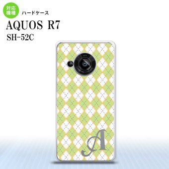 SH-52C AQUOS R7 スマホケース 背面ケース ハードケース アーガイル 緑 グレー +アルファベット 2022年 7月発売 nk-r7-1407i