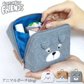  パカポ フレンズ ポーチ 犬 マルチーズ コーギー シュナウザー 定形外 送料無料 化粧ポーチ 小物入れ 180度開閉 pacapo FRIENDS レディース コスメポーチ かわいい コンパクト マルチーズ