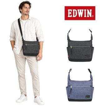 EDWIN エドウィン ショルダーバッグ ラッシュ 横型 斜め掛け ショルダー かばん 普段使い 使いやすい シンプル メンズ ギフト プレゼント ブラック ew016