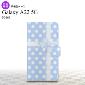 SC-56B Galaxy A22 手帳型スマホケース カバー ドット リボン 青  nk-004s-a22-dr302