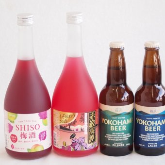 鍛高譚とクラフトビール4本セット(合同酒精赤鍛高譚20度(北海道) 合同酒精鍛高譚の梅酒12度(北海道) 横浜ビール ピルスナー(神奈川県) 横浜ビール ラガー(神奈川県)) 720ml×2本 330ml×2本