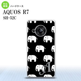 SH-52C AQUOS R7 スマホケース 背面ケース ハードケース ゾウ 黒 +アルファベット 2022年 7月発売 nk-r7-774i