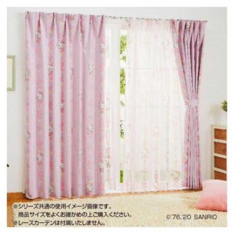 サンリオ ハローキティ ドレープカーテン 2枚組 100×200cm ピンク 花柄 キャラクター 子供部屋 寝室 洗える 形状安定 日本製風 可愛い おしゃれ 新生活 引越し 模様替え サンリオ正規ライセンス品