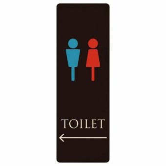 トイレ プレート 木製 男女マーク ブラック＆カラー 左 矢印 長方形 縦書き 9x27cm 方向案内 進路ドア サインステッカー ピクトサイン トイレマーク表示 案内 注意 施設 御手洗 TOILET おしゃれ シンプル 安全対策