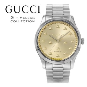 グッチ 腕時計 メンズ Gタイムレス 1本限り 自動巻き 42mm イエローゴールド シルバー 蜂 ビー GUCCI G-Timeless スイス製 サファイアガラス プレゼント ギフト 成人 卒業 入学