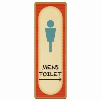 トイレ プレート 木製 MENS レトロ デザイン 右 矢印 長方形 縦書き 9x27cm 方向案内 進路ドア サインステッカー ピクトサイン トイレマーク表示 案内 注意 施設 御手洗 TOILET おしゃれ シンプル 安全対策