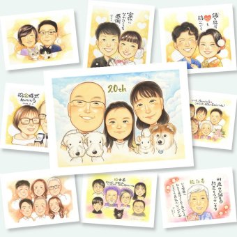 似顔絵 結婚20周年 ギフト 手描き 贈り物 名入れ プレゼント 結婚20周年 お祝い 結婚記念日 記念日 お母さん 家族 夫婦 お父さん 両親 下書き確認 名入れ 修正無料 一生もの そっくり 親孝行 かわいい 記念 20周年 思い出 感謝 応援 バレンタインデー お祝いの品 古希祝い 米寿祝い カラフル 大量注文 メモリアル ブライダルギフト 傘寿祝い 贈答品