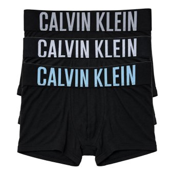カルバンクライン Calvin Klein(CK) ボクサーパンツ トランク インテンスパワー 3枚組 セット 前閉じ コットン ロゴ 下着 NB3608A 54L メンズ ブラック+グレー+ホワイト+ブルー