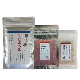 信州そば湯の元 飲み比べセット 蕎麦湯の素 そば粉 国産 長野県産 燻製塩 ワイン塩 詰め合わせ ギフト プレゼント お取り寄せ グルメ 常温保存