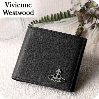 ヴィヴィアン ウエストウッド 二つ折り財布 二折財布 コンパクト メンズ ブランド Vivienne Westwood ロゴ 51120008 L001N N402 BLACK ビビアン