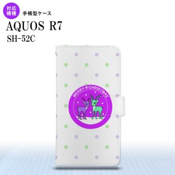 SH-52C AQUOS R7 手帳型スマホケース カバー トナカイ ワッペン 紫  nk-004s-r7-dr623