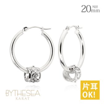 ハワイアンジュエリー フープピアス ピアス ホワイトゴールド ピアス 外径20mm クロッシングピアス ハイビスカス 透かし バレル 樽 大ぶり ゴールド 揺れる 片耳(1個)購入可 K14 14K 20G ゲージ BY THE SEA バイザシー プレゼント ハロウィン 【品番：GE232W】