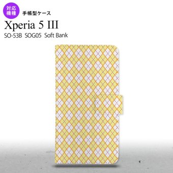 SO-53B SOG05 Xperia5 手帳型スマホケース カバー アーガイル 黄 紫 オススメ 人気 おしゃれ スマート シンプル  nk-004s-xp53-dr1405