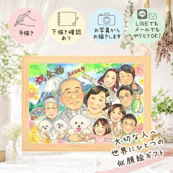 金婚式 ギフト 似顔絵 名入れ 手描き プレゼント 贈り物 金婚式 お祝い 記念日 結婚記念日 結婚50周年 大人数 祖父母 お父さん 夫婦 両親 お母さん 家族 下書き確認 修正無料 名入れ そっくり 実績多数 サプライズ 似てる 長寿 50周年 感謝 思い出 感激 喜ばれる ハロウィン 披露宴 米寿祝い 快気祝い 感動 カラフル バレンタインデー オリジナル