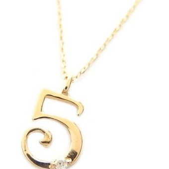 ナンバー ネックレス K18 ゴールド 0.01ct ダイヤモンド 数字 ペンダント 5 レディース アクセサリー ジュエリー 18金 ダイヤネックレス シンプル 華奢
