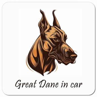 イラスト付 Dog in Car グレートデン Bタイプ カーサイン 車 マグネットステッカー 犬 マグネット 強力 13x13cm 正方形 おしゃれ かわいい ドラレコステッカー 安全対策 危険運転 煽り運転 アニマル 動物 犬種別 屋外 防水 屋内