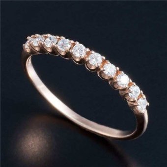 指輪 エタニティリング K10 ピンクゴールド 0.2ct ダイヤ 10石 ハーフエタニティ 17号 レディース シンプル 重ね付け 華奢 細め 天然石 ジュエリー アクセサリー プレゼント ギフト