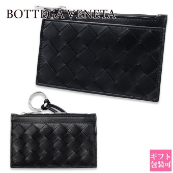 ボッテガヴェネタ BOTTEGA VENETA コインケース 小銭入れ キーケース キーリング付き イントレチャート メンズ レディース ブラック 黒 ラムレザー 本革 ファスナー 608784 V48C3 8803 ミニ財布
