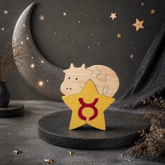 国産ヒノキ 星座の組み木｜牡牛座 ♉｜4/20〜5/20生まれ｜木製インテリア・誕生日プレゼント