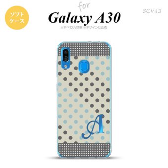 SCV43 Galaxy A30 SCV43 スマホケース ソフト カバー ドット 水玉 C グレー 青 +アルファベット nk-scv43-tp1650i