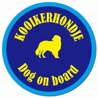 カラフル Dog on board コーイケルホーンディエ ネイビー＆ブルー カーサイン 車 マグネットステッカー 犬 マグネット 強力 直径13cm 丸型 おしゃれ かわいい ドラレコステッカー 安全対策 危険運転 煽り運転 アニマル 動物 犬種別 屋外 防水 屋内