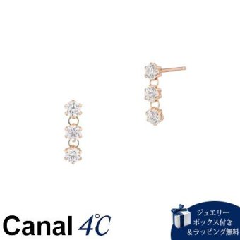カナルヨンドシー Canal 4℃ カナル4℃ ピアス K10ピンクゴールド 3石 キュービックジルコニア レディース