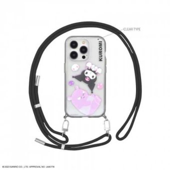 iPhone15Pro ケース サンリオ クロミ IIIIfitLoop 耐衝撃 カバー おしゃれ スマホケース キャラクター ストラップ付き ハイブリッド 落下防止 グリップ感 サンリオ正規ライセンス品