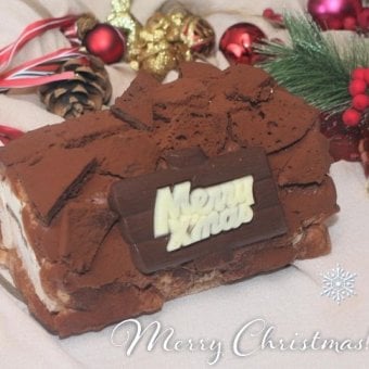 クリスマスチョコレートアイスロールケーキ［クリスマスケーキ クリスマスデコレーション クリスマスロール コンパクトサイズ］
